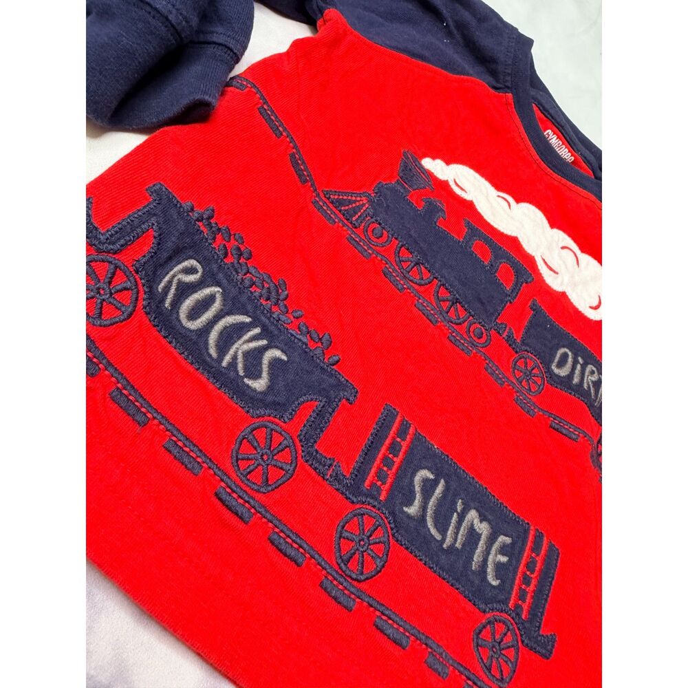 Gymboree Red & Navy Train Embroidery Long Sleeve Top - Picture 2 of 3